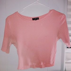 pink ribbed crop top